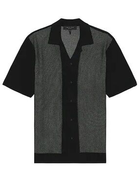 rag & bone Harvey Knit Camp Shirt with Textured Panels